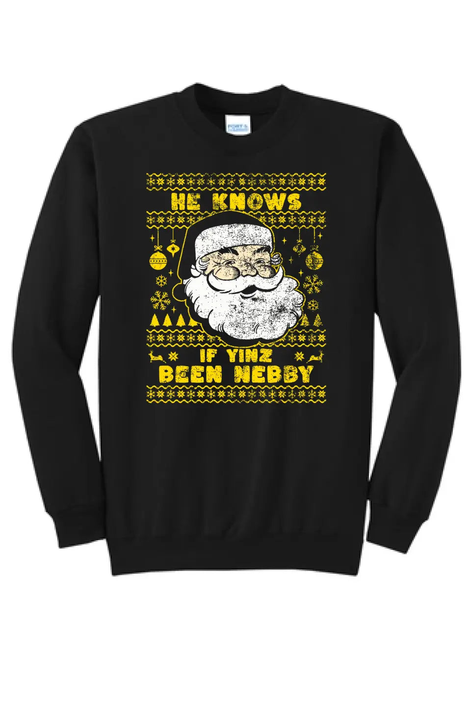 He Knows If Yinz Been Nebby - Long Sleeve Core Blend Crewneck Sweatshirt