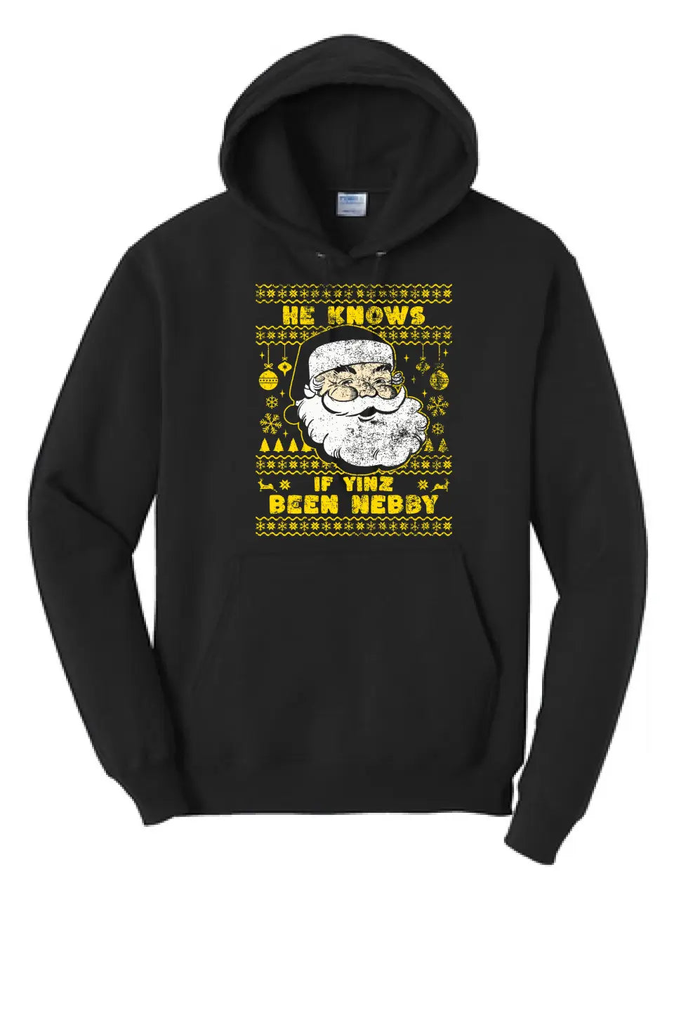 He Knows If Yinz Been Nebby - Long Sleeve Core Blend Hooded Sweatshirt