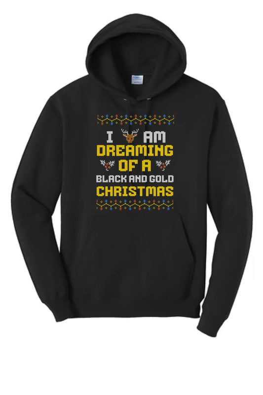 I'm Dreaming of a Black and Gold Christmas - Long Sleeve Core Blend Hooded Sweatshirt