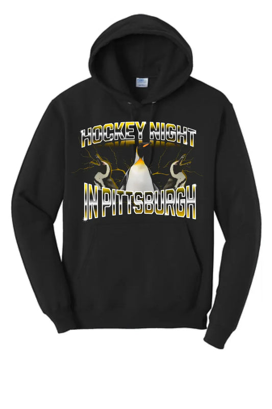 Hockey Night in Pittsburgh- Long Sleeve Core Blend Hooded Sweatshirt