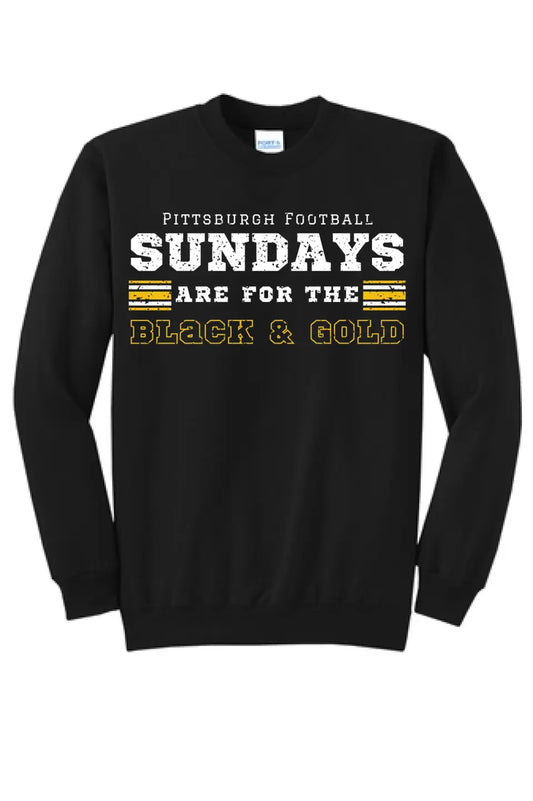 Sundays are for the Black & Gold- Long Sleeve Core Blend Crewneck Sweatshirt