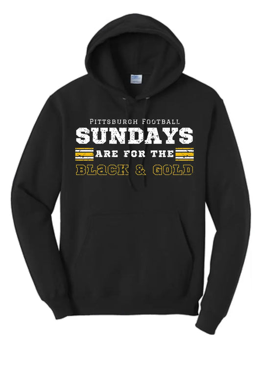 Sundays are for the Black & Gold- Long Sleeve Core Blend Hooded Sweatshirt