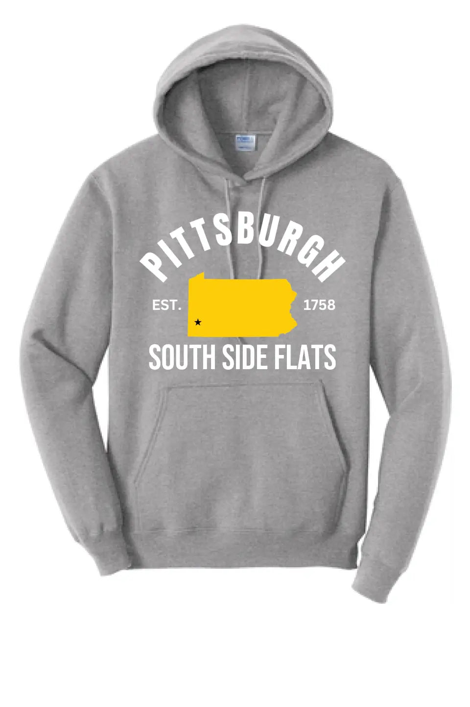 Pittsburgh Est. 1758 Custom Text- Long Sleeve Core Blend Hooded Sweatshirt