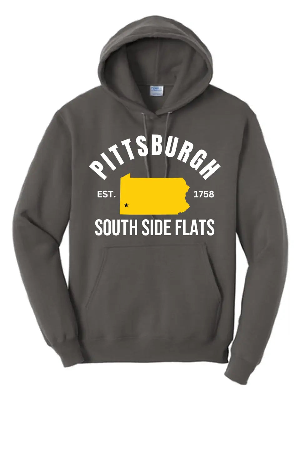 Pittsburgh Est. 1758 Custom Text- Long Sleeve Core Blend Hooded Sweatshirt