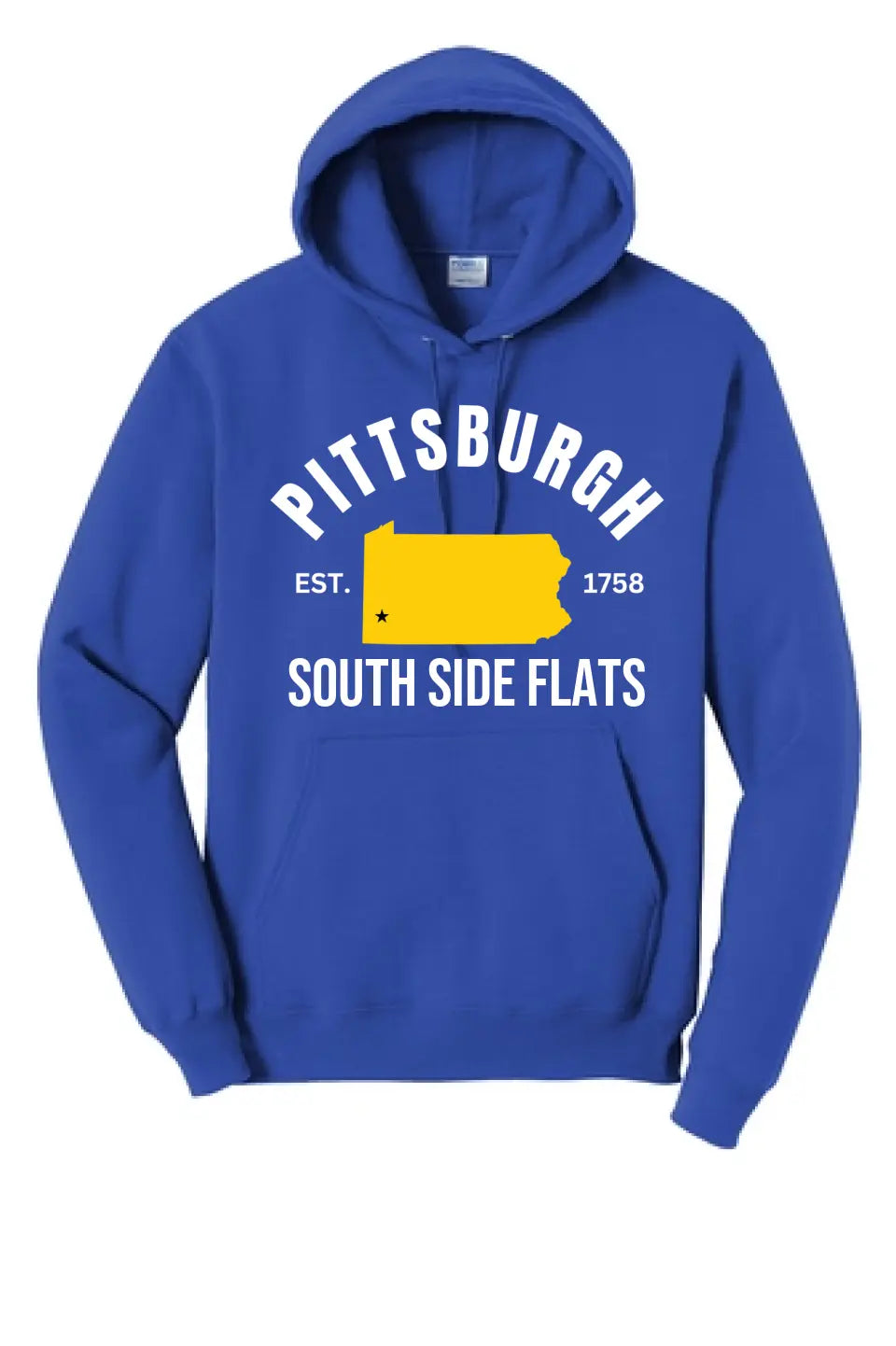 Pittsburgh Est. 1758 Custom Text- Long Sleeve Core Blend Hooded Sweatshirt